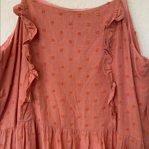 Pink Swiss Dot Ruffle Tiered Mini Dress, Boho Cottagecore Summer Dress Size S - Picture 4 of 8